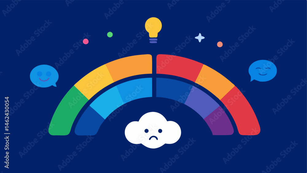 Poster mood spectrum a color gradient ranging from cool blues sadness to warm reds excitement with icons re