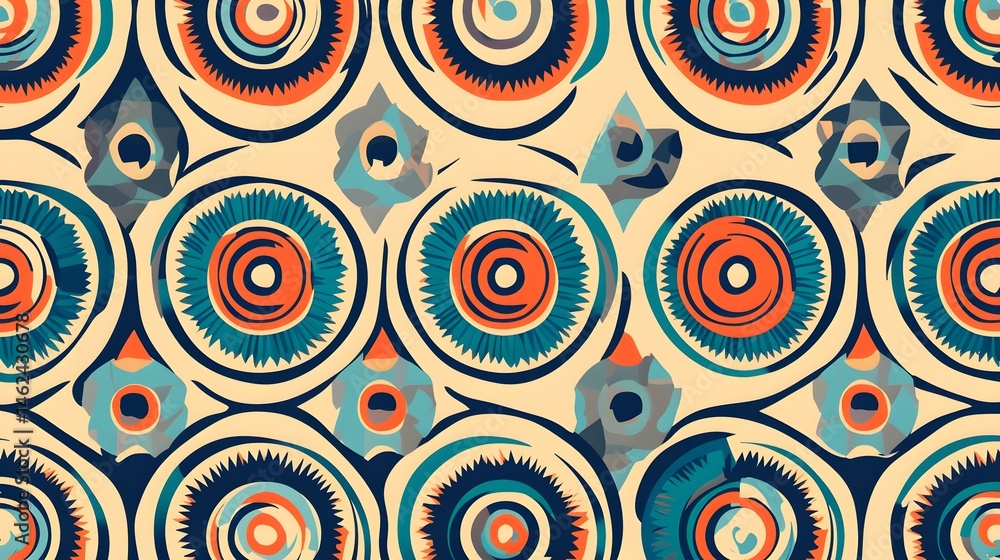 Poster colorful repeating circular design pattern.