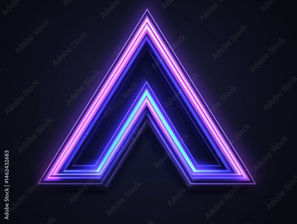Poster neon triangular arrow symbol