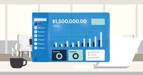 Cloud-Based Accounting Dashboard for Business Finance Management - Illustration Vector