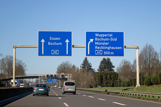 Autobahn A40, Ausfahrt A43 Wuppertal, M&uuml;nster