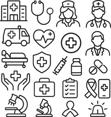 Medical and health care vector icons pack