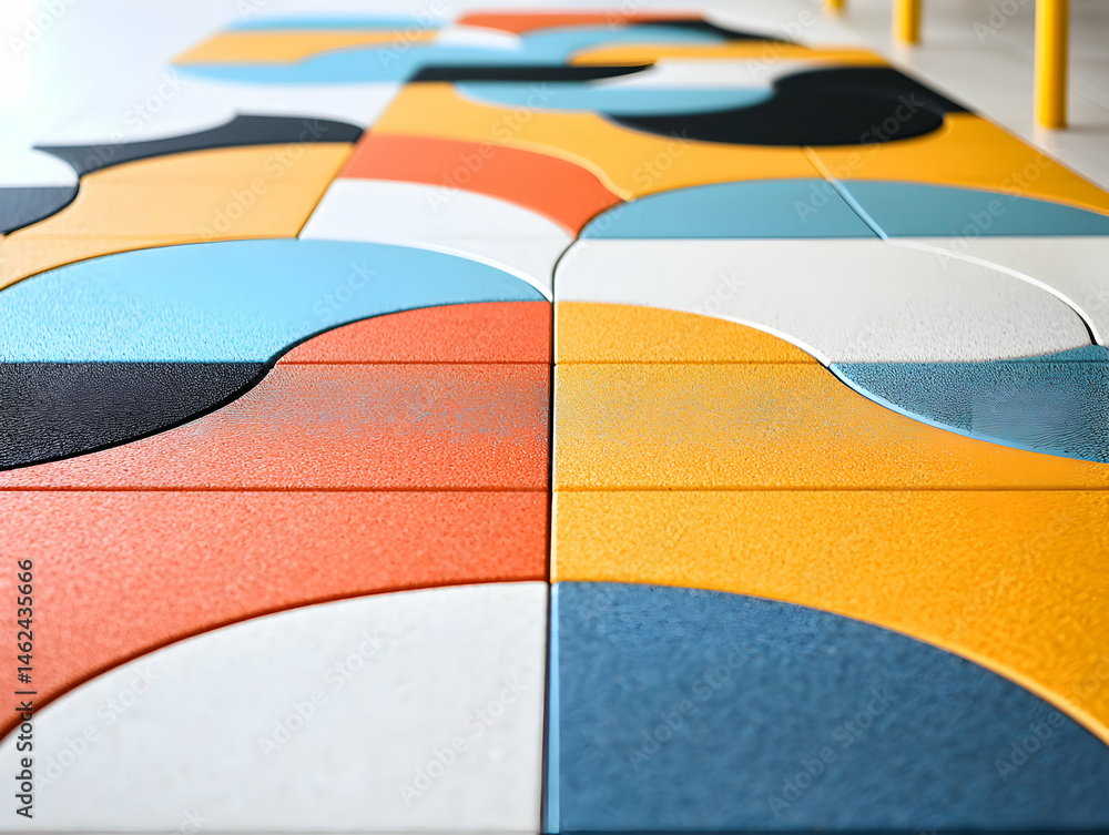 Poster a colorful abstract design featuring geometric shapes and vibrant hues. ideal for decorative applica