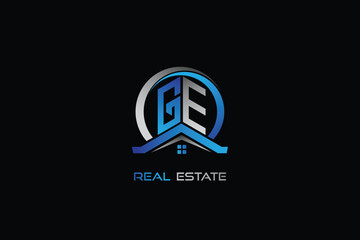 GE real estate letters logo design for construction or house. GE real estate letters logo Vector design