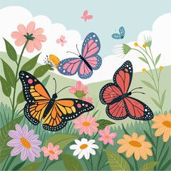 butterflies and flowers
