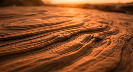 Fototapeta premium Intricate Textures of Sandstone Rock Formation at Sunset Golden Hues and Natural Patterns