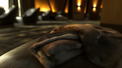 Luxurious Brown Fur Blanket on Leather Chair in Modern Lounge