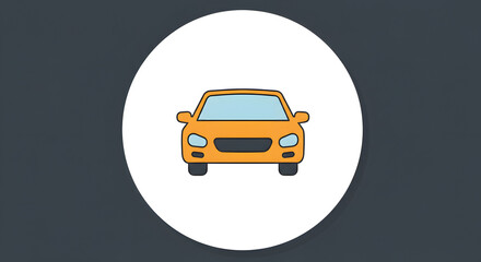 Orange Car Graphic on White Circle
