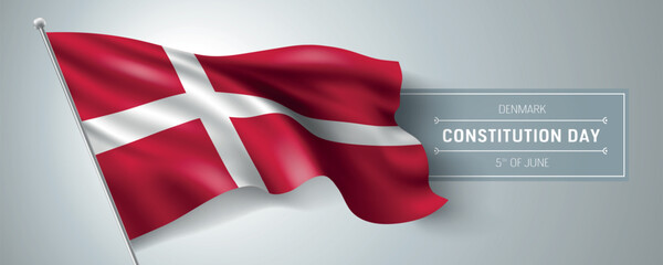 Denmark happy constitution day greeting card, banner vector illustration