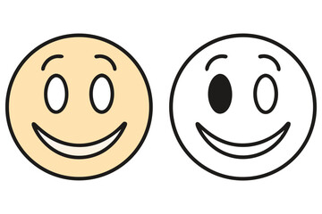 Two simple smiley face illustrations one colored and one in line drawing