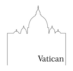 Vatican City Line Art Illustration.