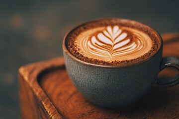 Beautiful Coffee Latte Art Served Fresh in a Cozy Coffee Shop Environment