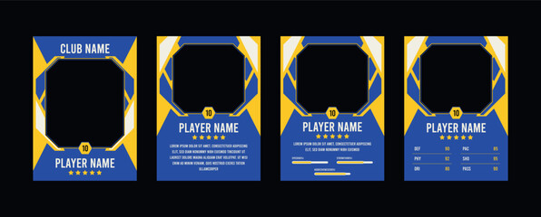 trading card template design for sports, picture frame for player performance, photo frame or border collection for hockey, basketball, and football sports flyer design, template eps 10.