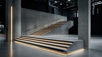 Obraz premium A modern art museum with dramatic lighting design