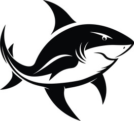 Shark silhouette, Black shark silhouette collection,  shark silhouette vector illustration on a white background