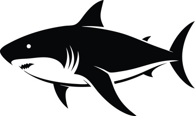 Shark silhouette, Black shark silhouette collection,  shark silhouette vector illustration on a white background