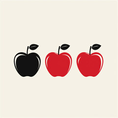 Obraz premium Minimalist design of three apples in different colors on a creamy beige background