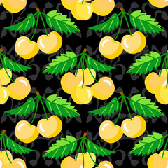 Vector - cherries ornament background seamless pattern.