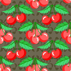 Vector - cherries ornament background seamless pattern.