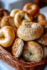 Assorted Bagels in Basket Display for National Bagelfest Day
