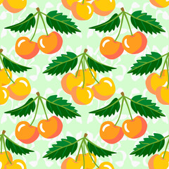 Vector - cherries ornament background seamless pattern.