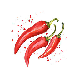 Vibrant red chili peppers displayed with artistic flair, capturing their natural form and adding a touch of spice