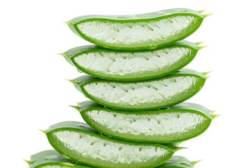 Stacked Aloe Vera Leaves Fresh Green Plant Slices Natural Herbal Medicine Alternative Healthcare