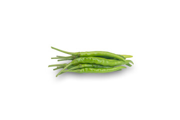 Fresh Green Chili Peppers Isolated on White