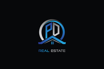 PD real estate letters logo design for construction or house. PD real estate letters logo Vector design