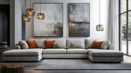 Contemporary sectional sofa in a modern living room.