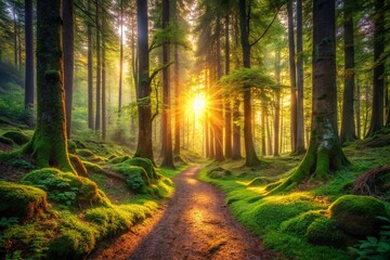 Fototapeta premium Waldbaden: Rejuvenating Forest Bath, Low Light Nature Photography