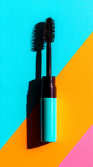 Teal Mascara Tube on Bright Background