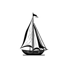 Elegant silhouette of a sailboat gliding on pristine waters, a simple nautical illustration
