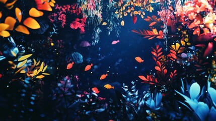Vibrant underwater scene with coral and fish