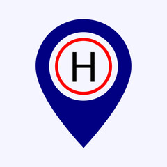 Obraz premium Helicopter Pad Location Pin Icon – Simple Aviation Map Marker