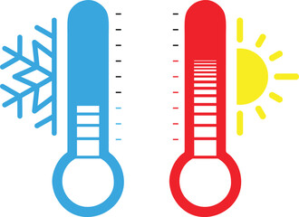 Temperature Scale with Hot and Cold Thermometers | Indicating Weather Changes and Climate Control for Healthcare, Weather Forecasting, and Educational Materials