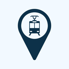 Tram Stop Location Pin Icon &ndash; Simple Transport Map Marker
