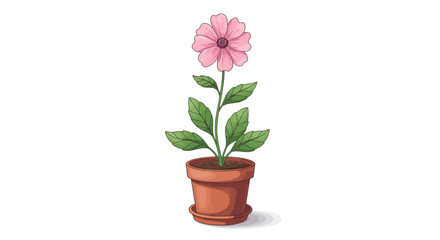 Vibrant Cartoon Plant in Terracotta Pot