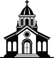 Church silhouette, Church silhouette vector, Christian church house icon, Church building vector illustration