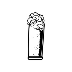 Stylized monochrome illustration of a drink with frothy topping in tall glass