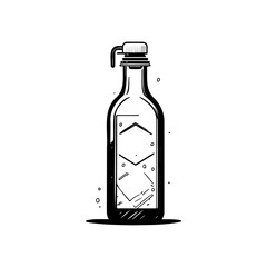 Elegant illustration of a clear glass bottle with a modern cap design sketch