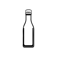 Minimalist Bottle Illustration: Clean Outline Design on White for Graphic Applications