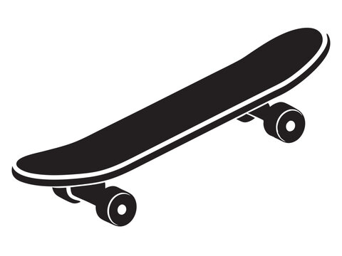 Skateboard vector silhouette, Skateboard icon vector illustration on a white background