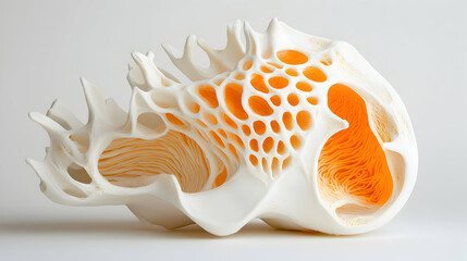 This abstract sculpture displays an intricate design reminiscent of organic structures. Its potential applications include interior decor and artistic installations.