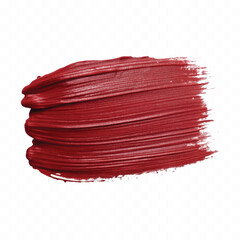 abstract smooth smudged carmine red lipstick swatch stroke isolated on transparent background