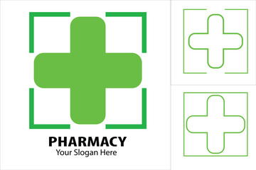 Pharmacy Logo Medicine green cross abstract design vector template.