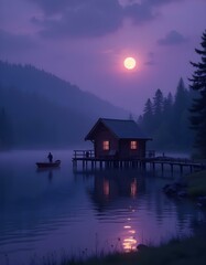 Fototapeta premium sunrise over the lake