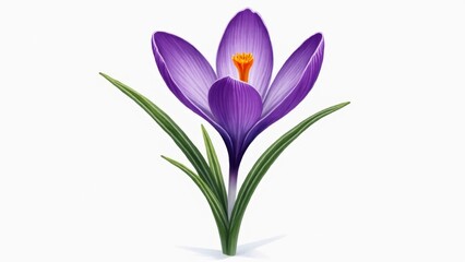 Naklejka premium purple crocus flower bloom on white