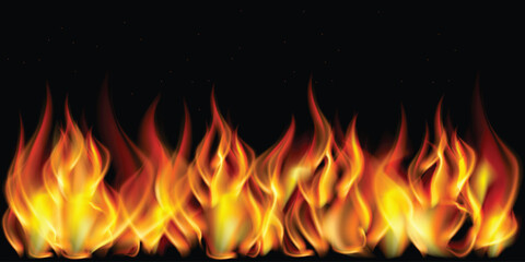 Fire flames and sparks vector on an isolated transparent background