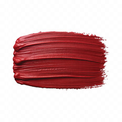 abstract smooth smudged carmine red lipstick swatch stroke isolated on transparent background